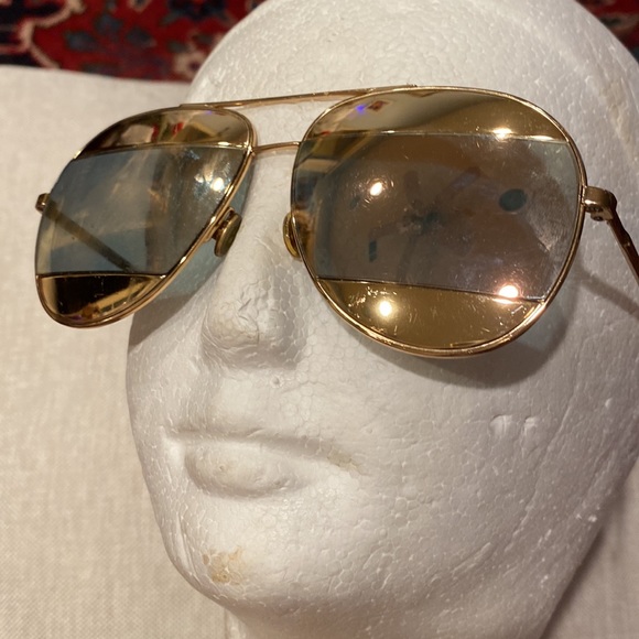 Christian Dior CD mirrored split gold aviator sunglasses 😎 with case Italy made - Picture 13 of 16